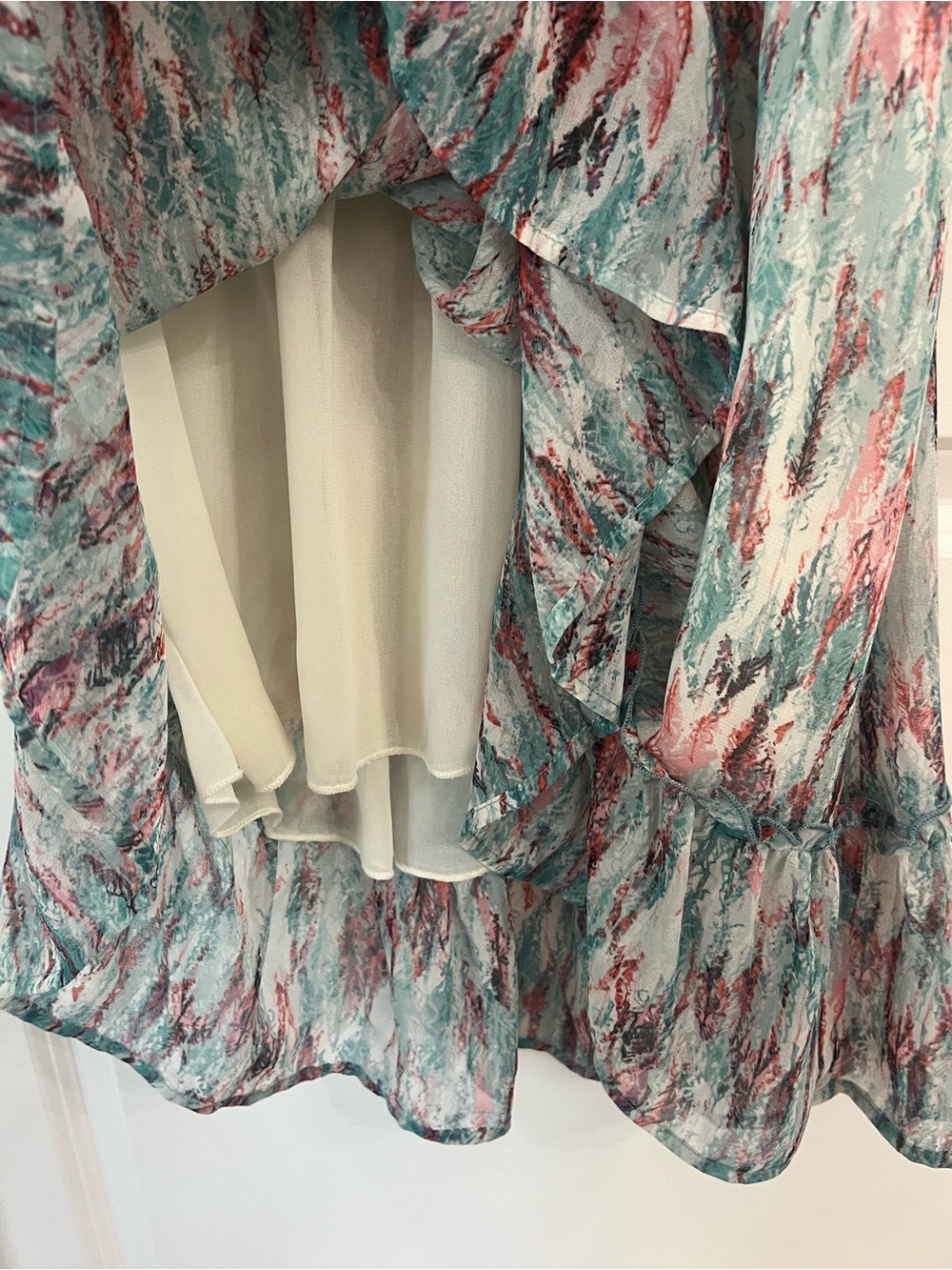 Veronica M Womens Short Sleeve Mini Dress Ruffled Hem and Sleeves Size Large - Picture 6 of 10